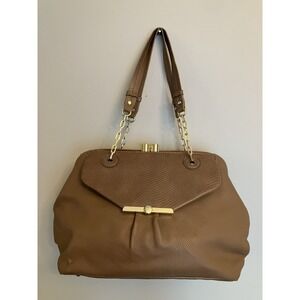 Lulu by Lulu Guinness Brown Faux Leather Shoulder Bag Gold Chain Polka Dot
